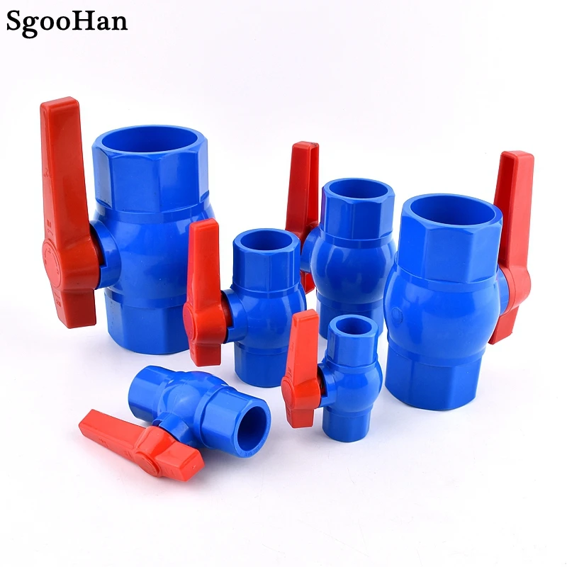 

1pc Inner Diameter 20~63mm UPVC Pipe Ball Valves Aquarium Fish Tank Drainage Composite Socket Joint Blue Water Pipe Connector