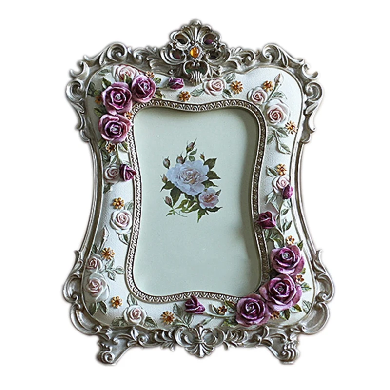 

6 Inch Rose Resin Photo Frame Wedding Gift Crafts Desktop Decoration Picture Frame