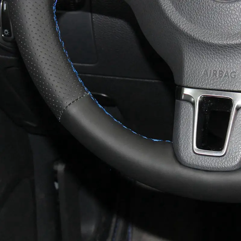 DIY ручной работы черный мягкий чехол из искусственной кожи на руль для Volkswagen Golf 6
