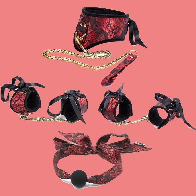 Vintage Bondage Collar Set With Soft Sponge Handcuffs For Couples_voghion.com