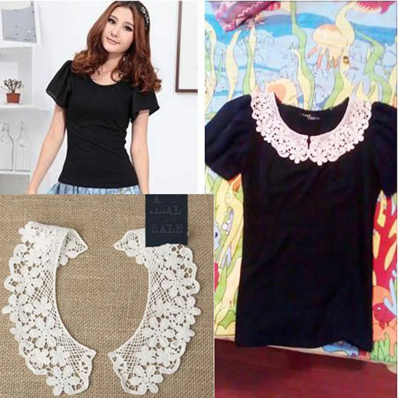 Lace Fabric Lace Garment Accessories Lace Sewing Supplies Lace Sewing Accessories Lace Accessories Clothing Accessories Lace Fabric Neckline Detachable Fake Collar DIY Breathable Scarf Around Neck Flower Sweet Hollow Comfortable Patch