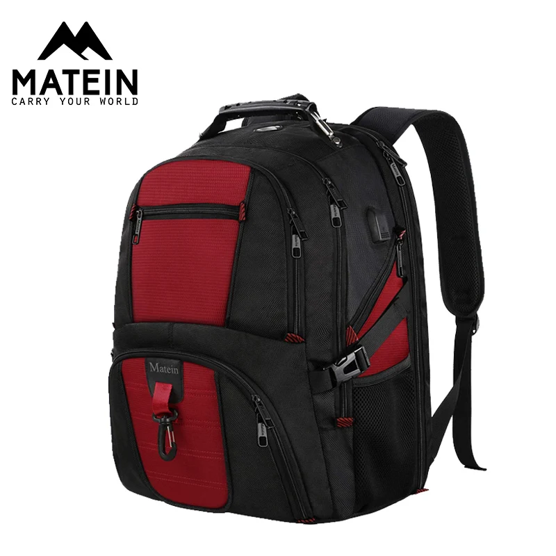 Red Matein, рюкзак для путешествий для женщин, 17 дюймов, mochila feminina, мужской рюкзак с зарядным устройством, водонепроницаемый, для ноутбука, для переноски на полете, femalebag - Color: Red