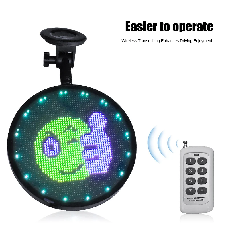 

Dropshipping Controlled Emoji Car Display Glow LED Light Logo with Remote Control P666