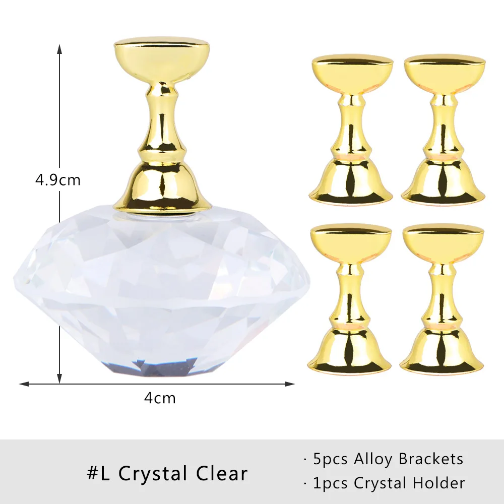 L Crystal Clear 1 набор, магнитный держатель для ногтей из сплава, практичный дисплей, стенд, акриловые хрустальные подставки, накладные кончики для ногтей, для салона, для самостоятельного маникюра, инструменты LA741 - Цвет: L Crystal Clear