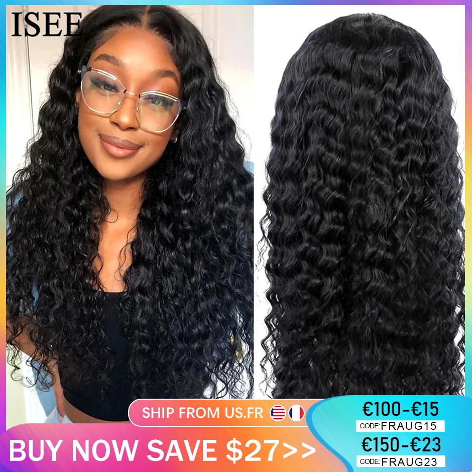 9A Brazilian Deep Wave Lace Front Wig ISEE HAIR Deep Wave Frontal Wigs For Women Human Hair Wigs Deep Wave 4x4 Lace Closure Wigs