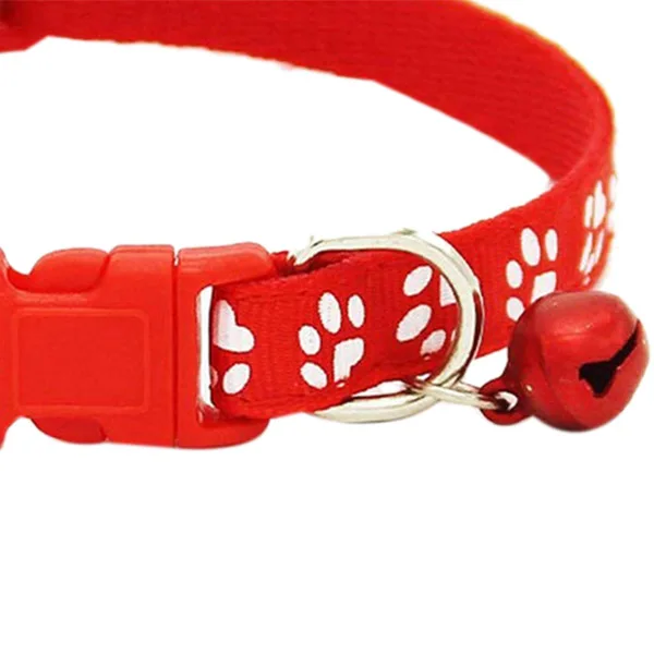 2 Pack Adjustable Cat Collar with Bell, Fashion Paw Print Design Pet Collar, Safety Quick Release Breakaway Collar for Cats (Red 2 Pack Adjustable Cat Collar with Bell, Fashion Paw Print Design Pet Collar, Safety Quick Release Breakaway Collar for Cats (Red