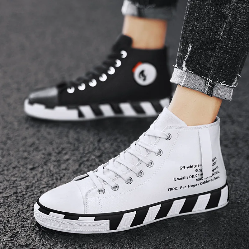 

2019-Stylish Sneaker Mandarin Duck Black And White Canvas Shoes Male STUDENT'S Korean-style Casual Hight-top Old Beijing Cloth S