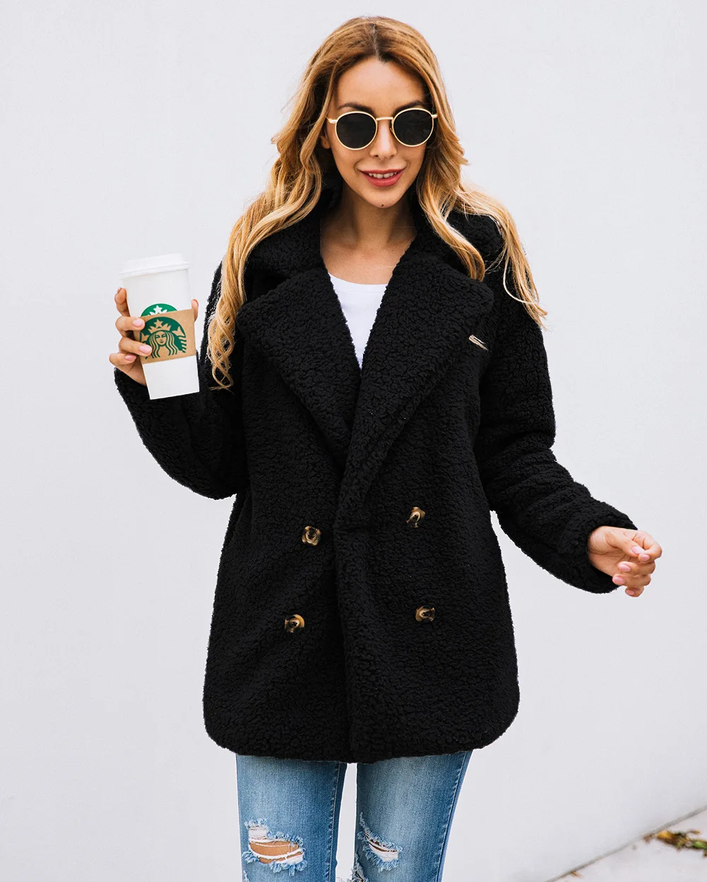 Wontive осенне-зимняя теплая одежда женская куртка плюшевое пальто Искусственный ворсистый флис куртка женская верхняя одежда
