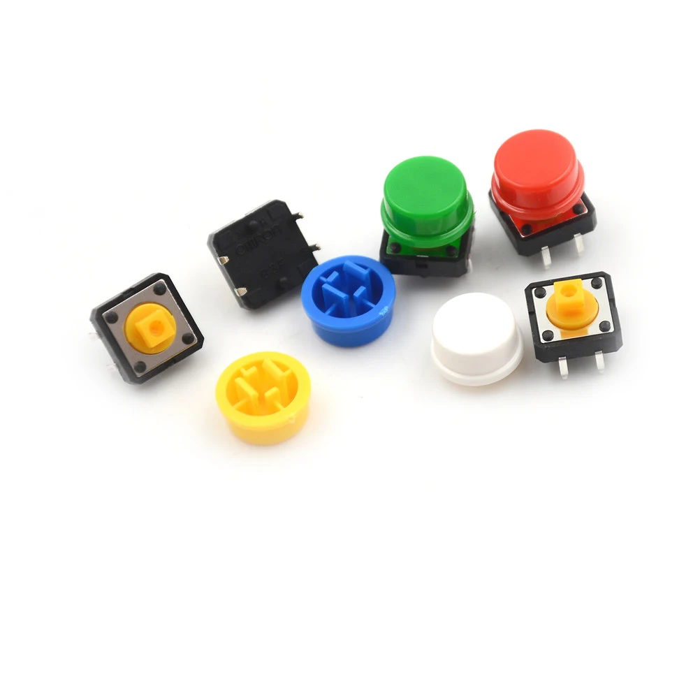 25PCS Micro Momentary Switch Tactile Push Button Switch  Button + 25PCS Tact Cap (5 Colors) 12*12*7.3MM