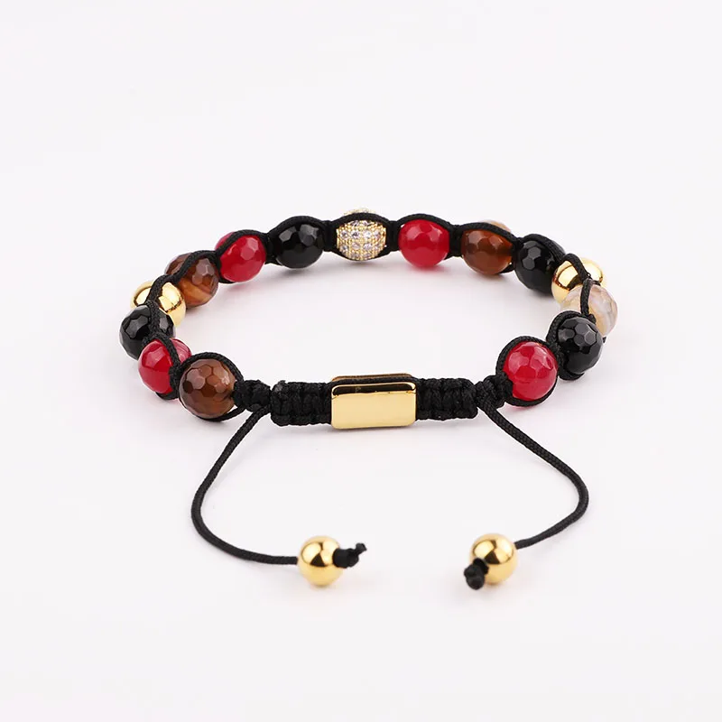 High Quality CZ Pave Ball Charm Natural Stone Beaded Custom Macrame Bracelet Jewelry Gift For Women - Image 3