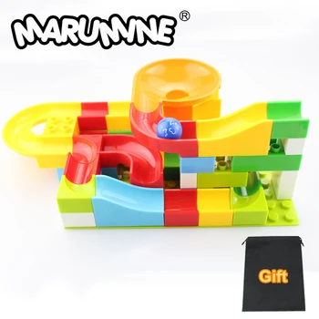

Marumine 52PCS Duplo Marble Race Run Slide Construction Building Blocks Set Kids Learning Educational Bricks Toys for Children
