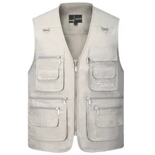 Стиль Весна и лето стиль среднего возраста мульти-карманы жилет мужская одежда рыболовный сетчатый жилет
