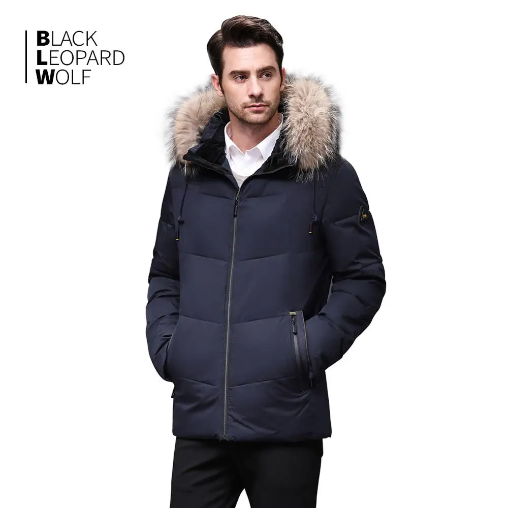 Мужская куртка с мехом енота Blackleopardwolf роскошная ветровка воротником BL 973M зима