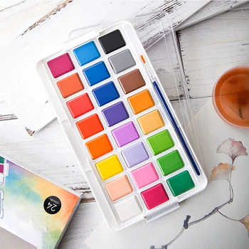 

24 Colors Graffiti For Students School Stationery Watercolor Paint Set Palette Beginner Hobbyists Portable Artists Solid Pigment