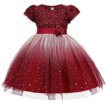 

Kids Sequins Dresses Girls Wedding Dress Elegant Princess Gown Children Evening Party Dress For Girls Costume