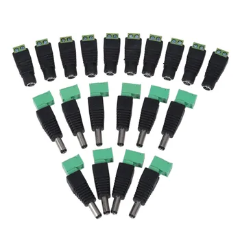 

10 Pairs Male and Female 2.1x5.5mm DC Power Plug Adapter Connector Jack For CCTV