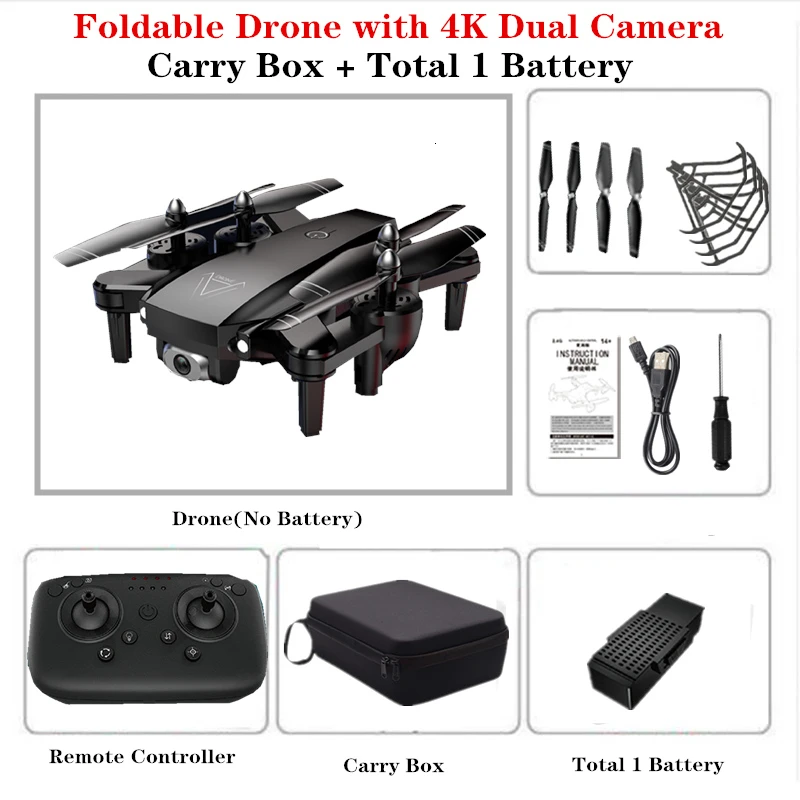 4K Carry Box B1 Дрон 4K Квадрокоптер с WiFi FPV HD камерой оптический поток слежения позиционирования вертолет Fly 22 Mins игрушка лучший подарок для Рождества - Цвет: 4K Carry Box B1