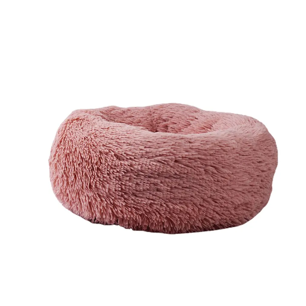 Leather Pink Зимнее теплое гнездо для питомцев, круглое кошачье гнездо для длинных волос, кошачий наполнитель, мягкое и удобное теплое гнездо для питомцев, товары для домашних животных - Цвет: Leather Pink