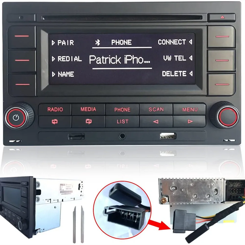 Автомагнитола RCN210 проигрыватель с CD Bluetooth USB MP3 AUX SD для VW Polo 9N Golf R32 Jetta MK4 Passat B5 31G035185