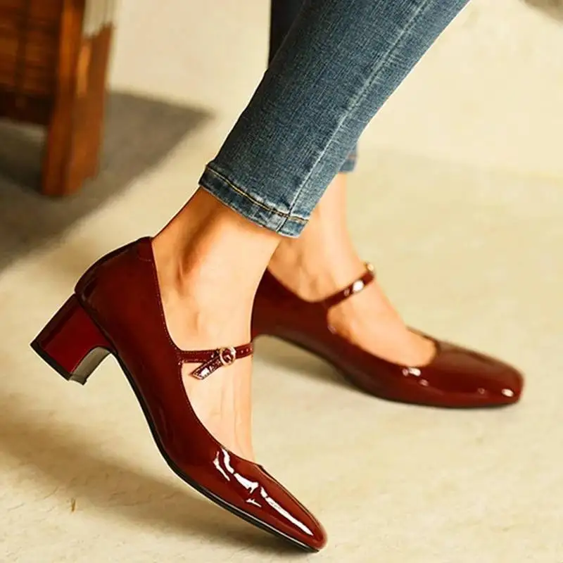 Mary Jane Shoes Fashion Women's Shoes Mary Jane Style Ladies Shoes Low Heel Shallow Mouth Round Toe Solid Color Women's Party