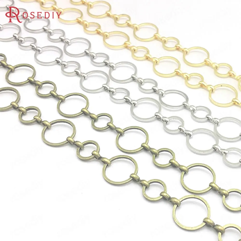 

(21498)1 Meter 12MM+8MM Round Closed Rings Link Chains Brass Chains Handmade Necklace Chains Diy Findings Accessories Wholesale