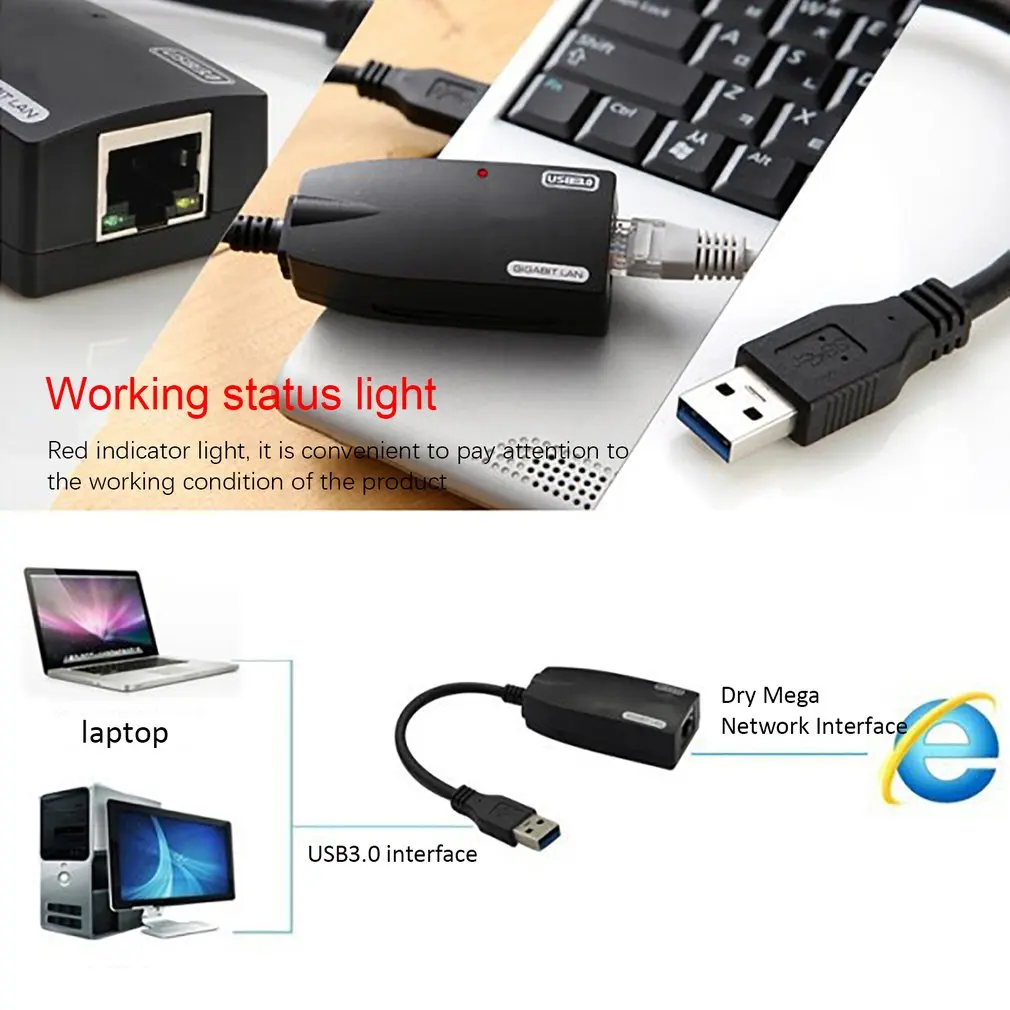 USB Ethernet адаптер Сетевая карта USB 3,0 к RJ45 Lan гигабитный интернет