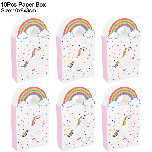 10pcs Unicorn Party Bag Popcorn Candy Gift  Boxes Loot Treat Bags Kids Birthday