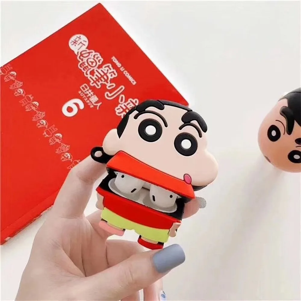 Милый чехол для наушников с 3D рисунком Crayon Shin-chan для Apple Airpods 1 2, силиконовый защитный чехол для гарнитуры Air Pods Funda