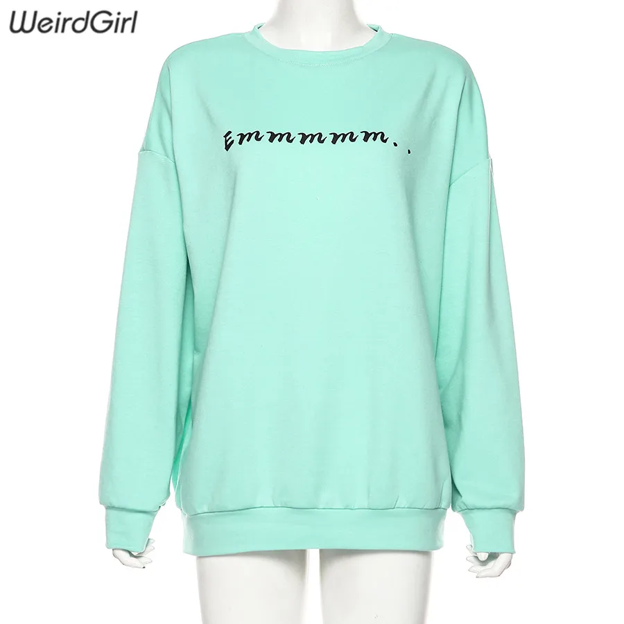 Weirdgirl женские хлопковые толстовки оверсайз с буквенным принтом мода осень свободная одежда пуловеры толстовка уличная