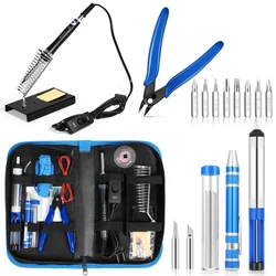 Ensemble de fer à souder électrique à température réglable 60W, outil de réparation de soudage avec interrupteur, pince diagonale, tournevis fil d'étain 
