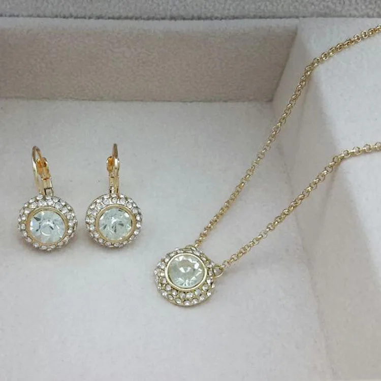 Высокое качество, брендовые Свадебные Ювелирные наборы с кристаллами, ожерелье, серьги-кольца, Стиль Кейт Миддлтон, посеребренные ювелирные наборы - Окраска металла: 150126gold white