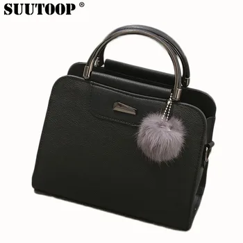 

MVK women leather tote bag women fashion designer handbags high quality ladies bags vintage crossbody bags fur ball for female