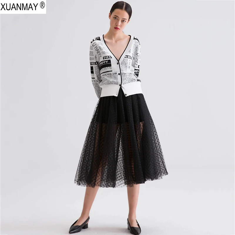 

Autumn Women's knitted Sweater Cardigan Casual Letter Cartoon Pattern Sweater 2019 Women's Button Long Sleeve Cardigan Sweater