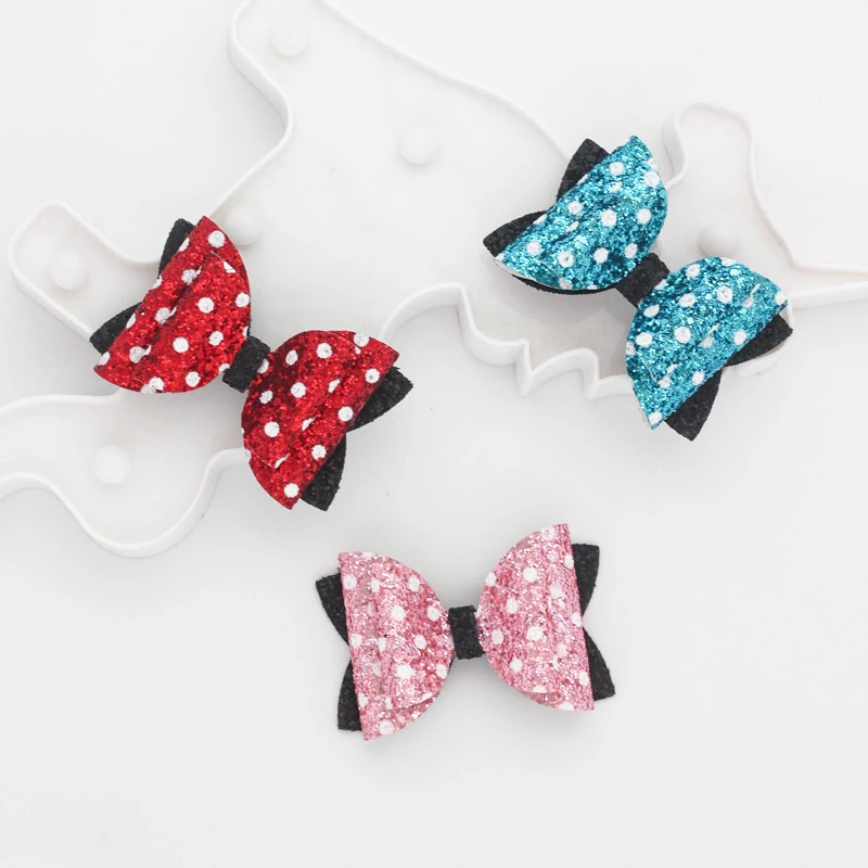 

4inch Glitter Mickey Minnie Women Bows Clip Barrettes Cute Hair Accessories for Girls Kids Baby Headwear Dance Party Hairpin