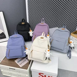 Fashion Travel Women's Backpack Cute Simple Solid School Bag for Girls Nylon Waterproof Large-Capacity Student Schoolbags Unisex
