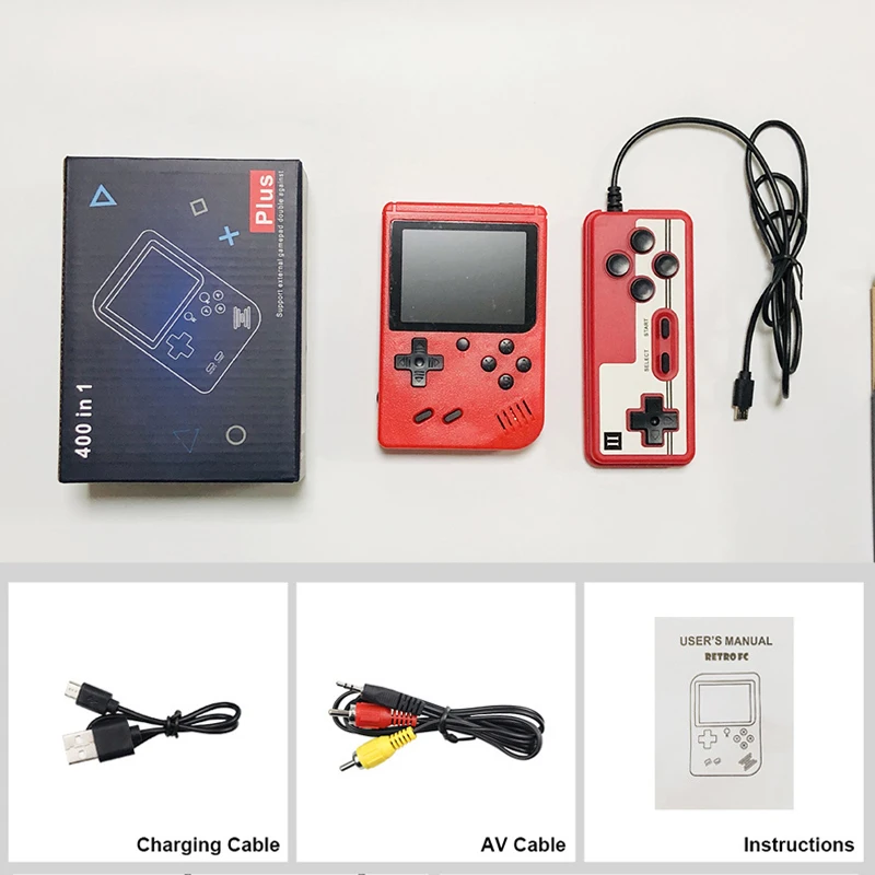 Retro Console Double Handheld Game Player Battery 3.0 Inch LCD Built-in 400 Video Games Gift for Kids Classic Videoconsolas 