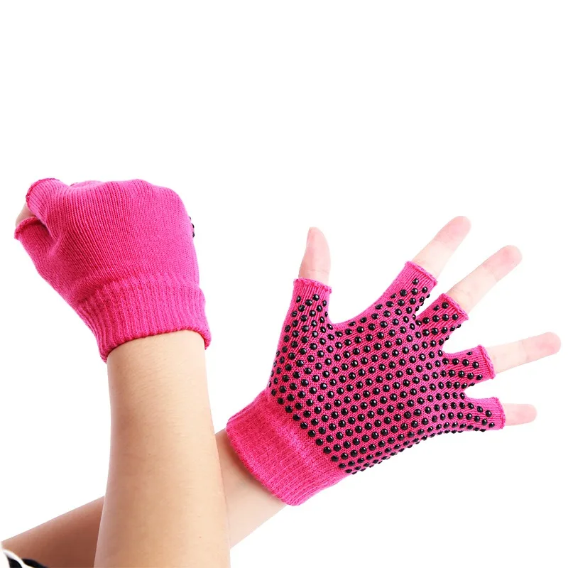 Женские нескользящие силиконовые перчатки для йоги, гелевые перчатки для пилатеса на полпальца, дышащие перчатки без пальцев для тренажерного зала