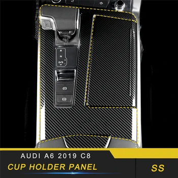 

For Audi A6 C8 2019 Car Styling Gear Cup Drink Holder Panel Cover Trim Frame Sticker Chrome Interior Accessories