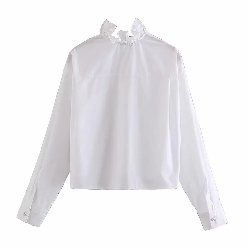Женская рубашка za 2020 с оборками на одной пуговице блузка длинным рукавом