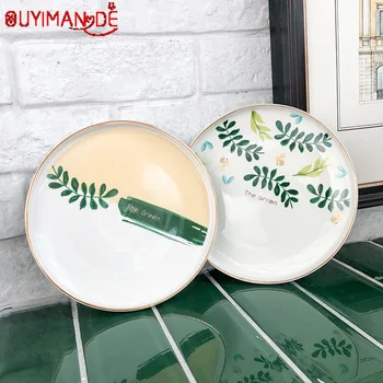 

Exquisite Net Red Plate Creative Nordic Breakfast Tableware Salad Western Food Plate Ceramic Steak Dinner Plate Home Dish Wind