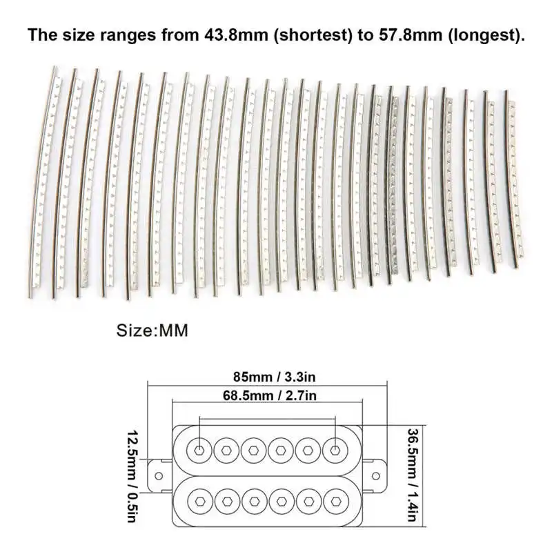 2.7mm Guitar Fret Wire Set 250HV Strength Cupronickel Fret Wire for Replacement Accessories Fretwire 24Pcs