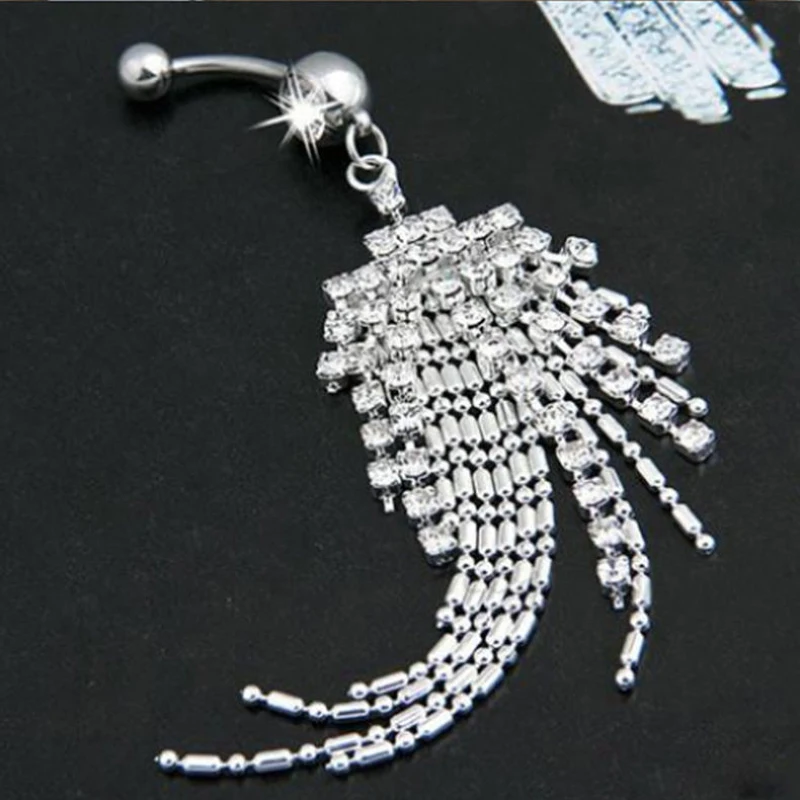 Charm Long Tassel Piercing Navel Pendant Earrings Beads Dangle Belly Button Rings Bohemian Bar Party Body Piercing Jewelry