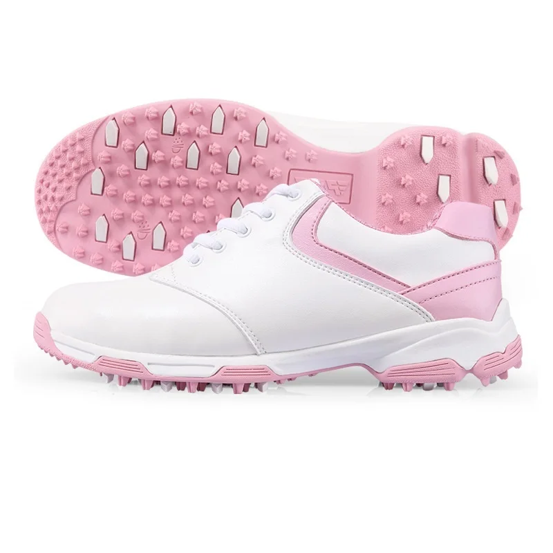 

PGM Women Waterproof Golf Shoes Breathable Sports Shoes Ladies Soft Leather Lace Up Training Sneakers Golf Footwear AA10093