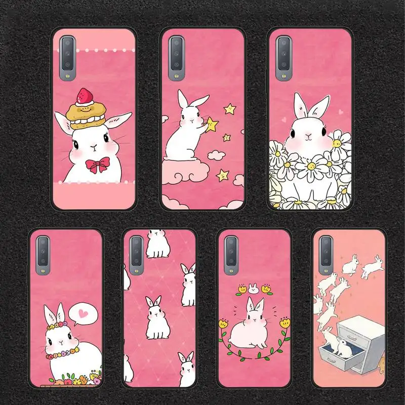 Pink Cute Rabbit Phone Case For Samsung A51 Galaxy A10 A20 A30S A40 A50 A70 A71 Note 8 9 10 Coque Set | Мобильные телефоны и