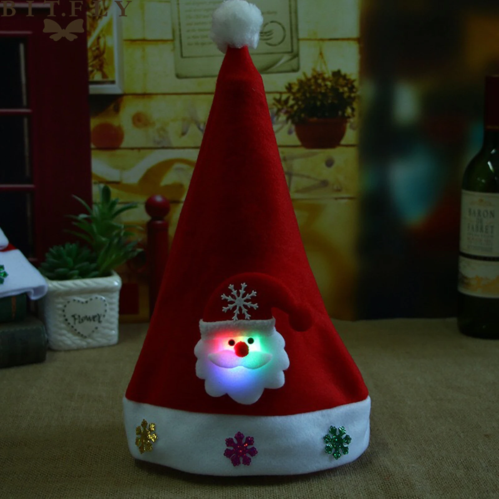 BITFLY новогодний фестиваль, подарок для детей, Рождественская шапка со светодиодами Санта-Клаус, снеговик, лось, светодиодные шапки, Рождественское украшение для дома