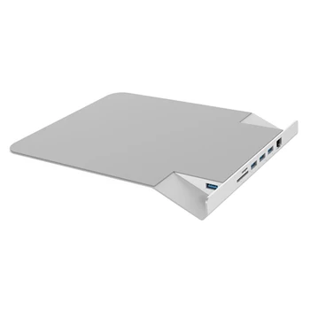 

Mouse Pad Hub, Multifunctional Aluminum Alloy 6-In-1 Docking Station Type-C Docking Station Hub Extender Mouse Pad