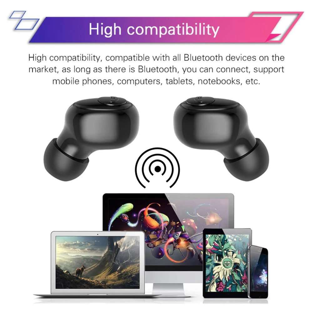 G6S Portable Wireless Bluetooth Stereo Sports In-Ear Earphones with Charging Box