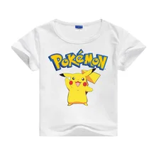 Pokemon patterned white children's T-shirt top casual cotton printed short-sleeved children's clothing Pokemon patterned white children's T-shirt top casual cotton printed short-sleeved children's clothing