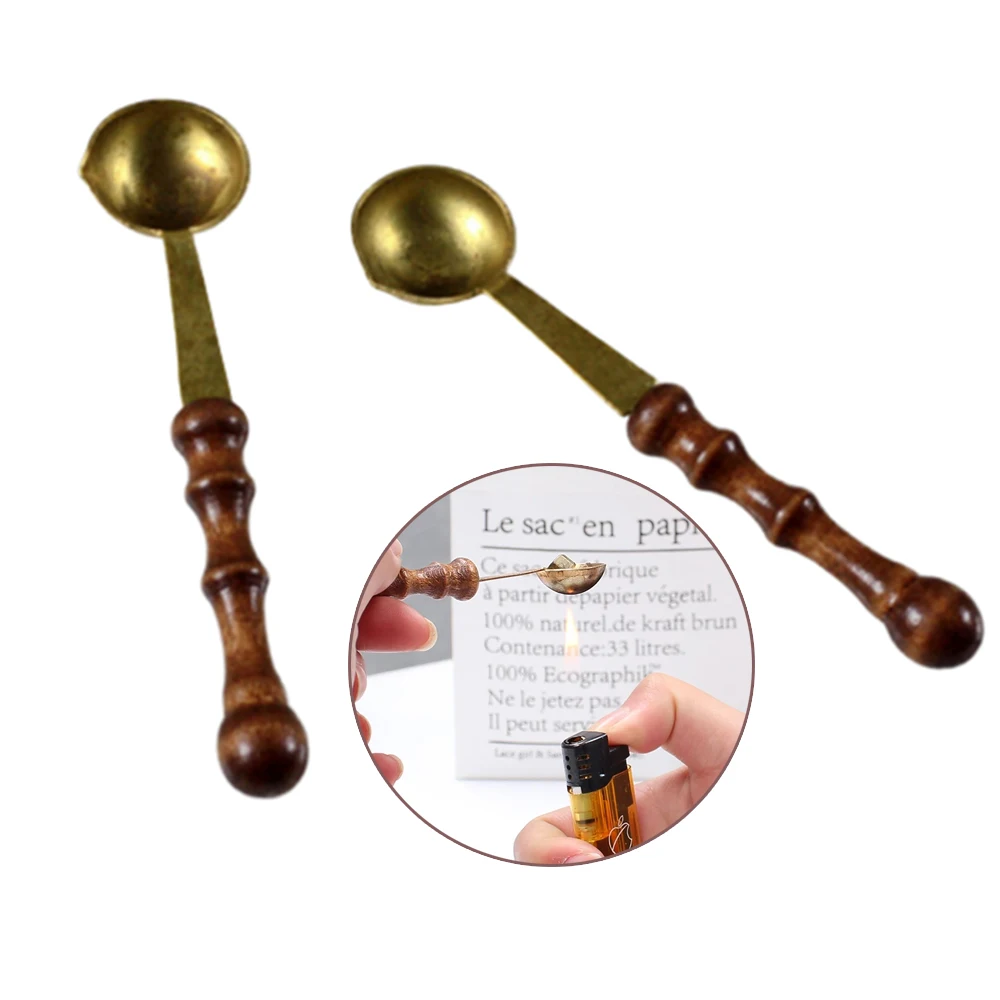 

1 Pcs High Quality Wax Stamp Sealing Wax Spoon Vintage Wood Handle Sealing Wax Spoon Anti Hot Wax Spoon NEW Fashion