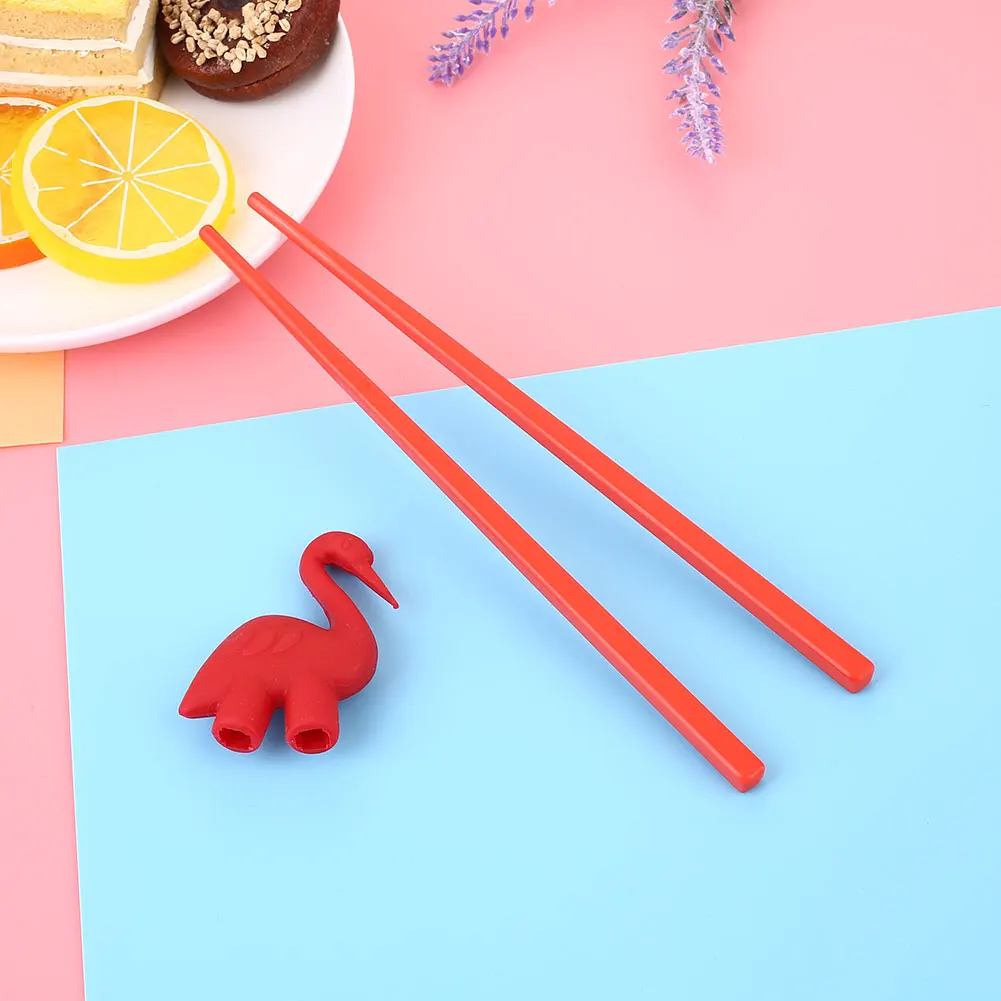 Kids Chopsticks Cartoon Flamingo Style Beginner Food Eating Tool Easy Use